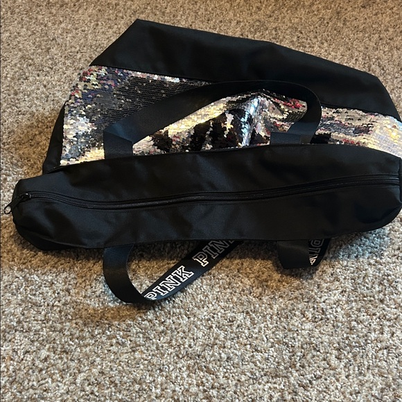 PINK Victoria's Secret Silver and Black and Gold Sequin Tote - Picture 8 of 9